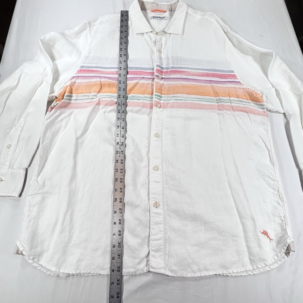 NEW Tommy Bahama Mens XXL Cape Coral Stripe Long Sleeve Button Up Linen Shirt - Picture 7 of 14